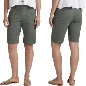 Jag Women's Maddie Twill Mid Rise 11" In Pull-On Bermuda Shorts Olive Size 4 NWT